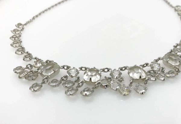 Glittering Art Deco Antique Open Back Crystal Necklace