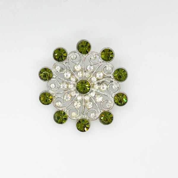 Olivine Edwardian Inspired Rhinestone Vintage Brooch