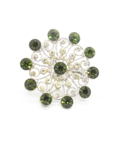 Olivine Edwardian Inspired Rhinestone Vintage Brooch - Lamoree’s Vintage