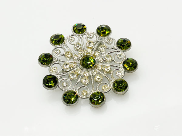 Olivine Edwardian Inspired Rhinestone Vintage Brooch