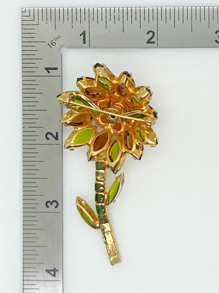 Domed 1960s Floral Vintage Brooch in Fall Colors