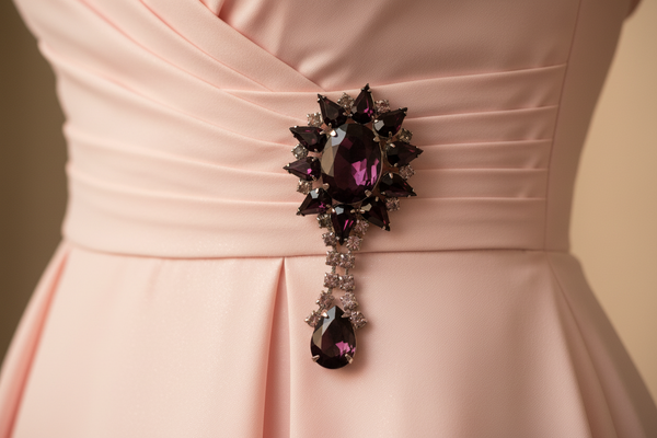 Vintage Oval Purple Rhinestone Drop Brooch