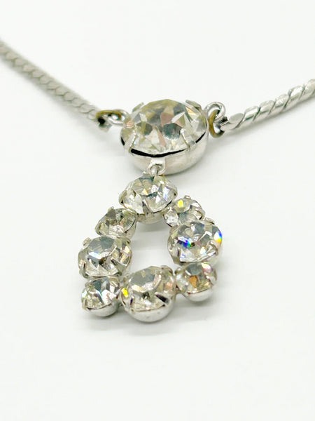 Rhinestone Necklace with Sparkling Open Drop