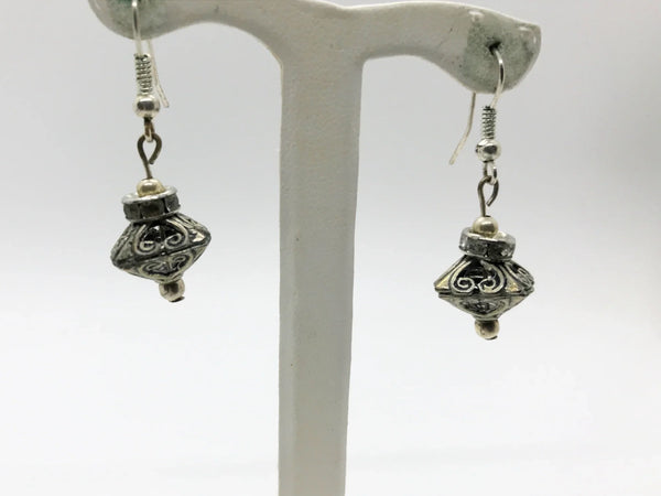 Detailed and Dainty Silver Vintage Pagoda Earrings