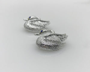 Pair of Gerry’s Vintage Silver Tone Swan Scatter Pins - Lamoree’s Vintage