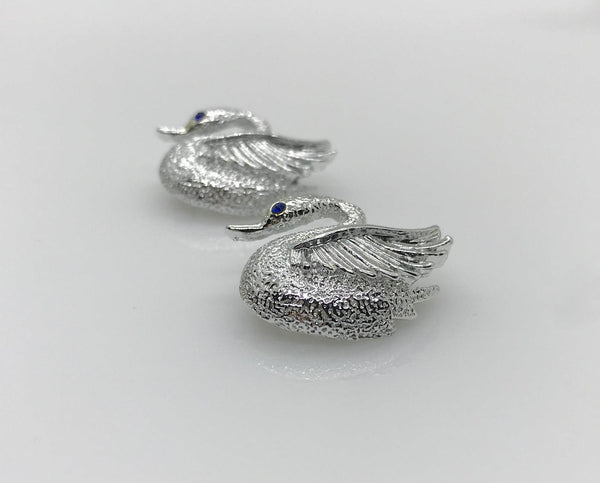 Pair of Gerry’s Vintage Silver Tone Swan Scatter Pins - Lamoree’s Vintage