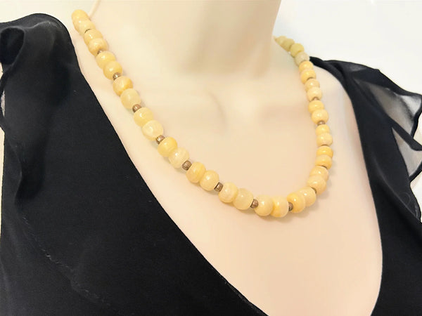 Vintage Glass Beads in Pale Lemon