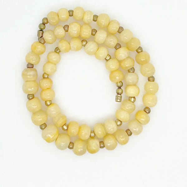 Vintage Glass Beads in Pale Lemon