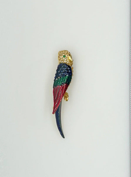 Colorful and Sparkling Parrot Brooch