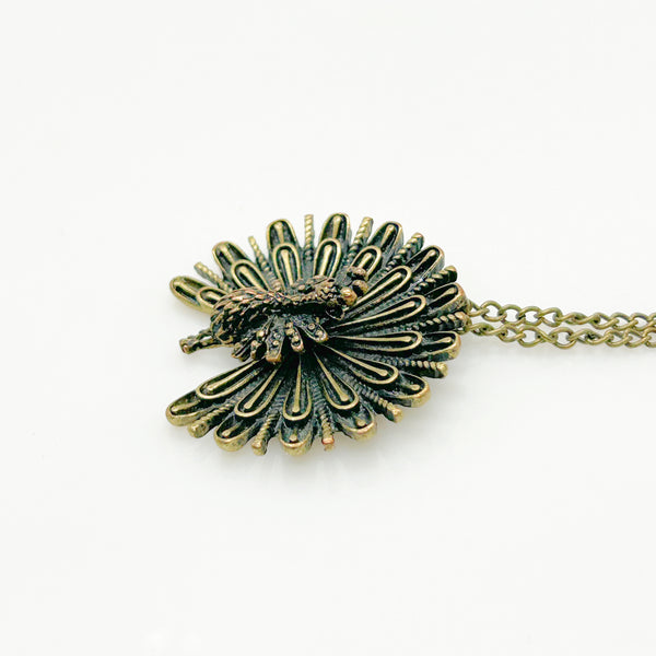 Detailed Peacock Pendant with Cha