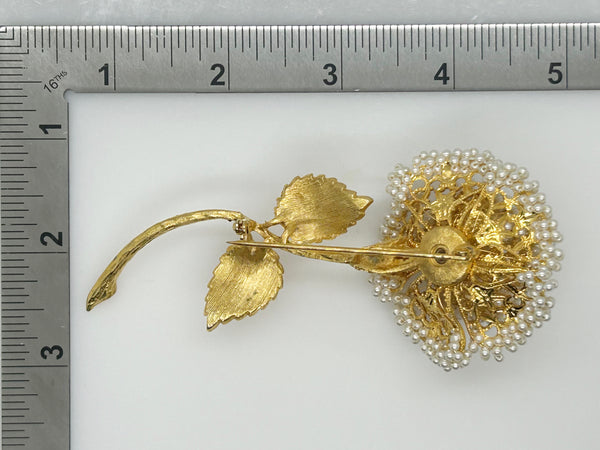 Fabulous Vintage Pearl Studded Flower Brooch