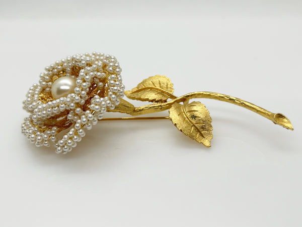 Fabulous Vintage Pearl Studded Flower Brooch