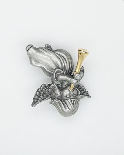 Vintage Two-tone Trumpeting Angel Brooch