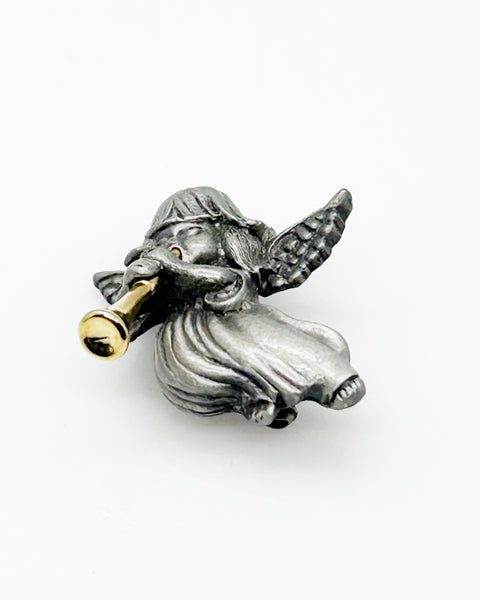 Vintage Two-tone Trumpeting Angel Brooch