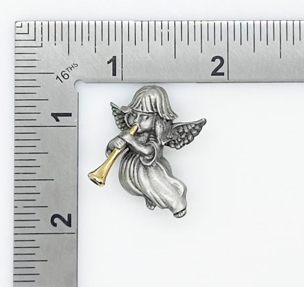 Vintage Two-tone Trumpeting Angel Brooch