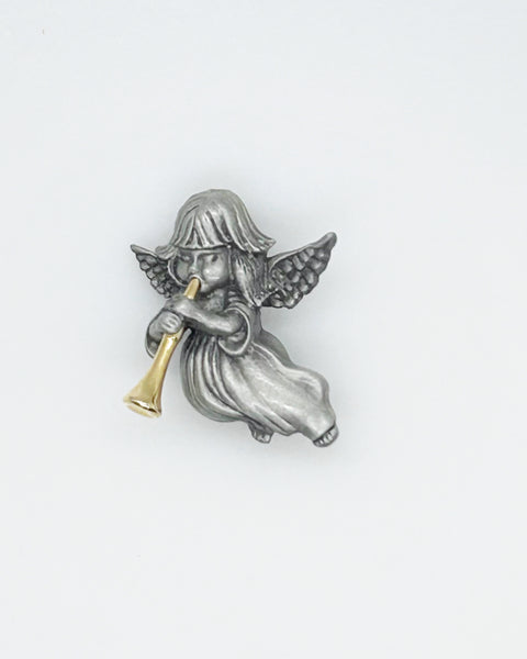 Vintage Two-tone Trumpeting Angel Brooch