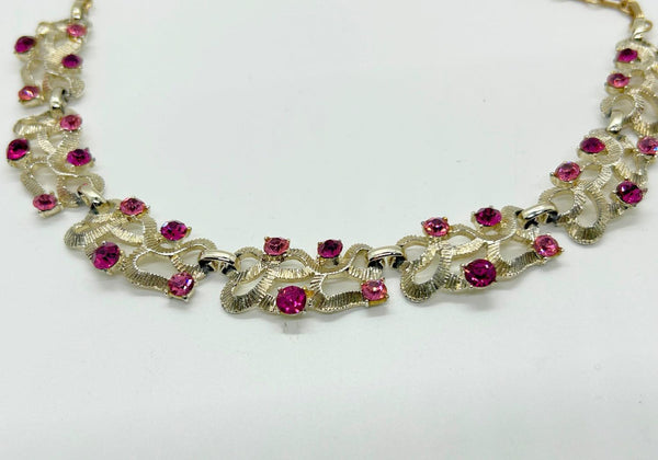 Vintage Pink and Magenta Rhinestone Choker Necklace - Lamoree’s Vintage