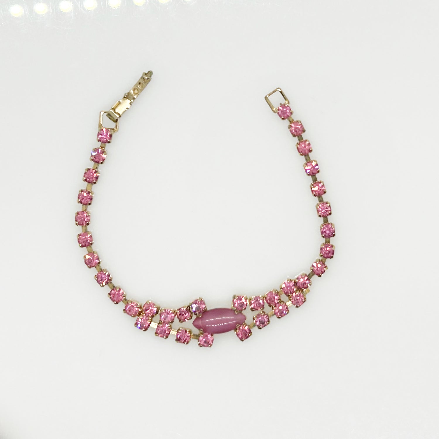 Vintage Sparkling Pink Rhinestone Bracelet