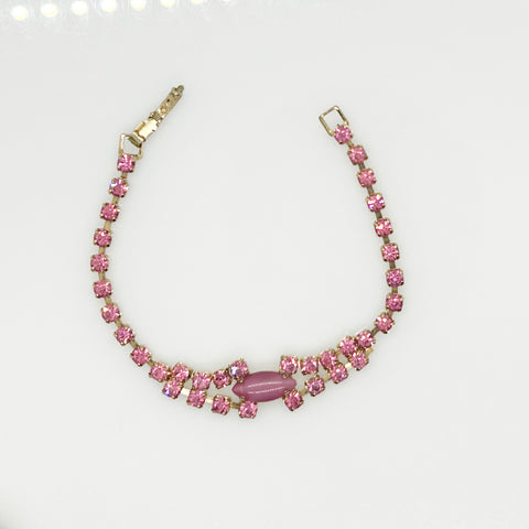 Vintage Sparkling Pink Rhinestone Bracelet