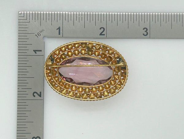 Vintage Czech Layered Brooch with Shades of Violet Stones