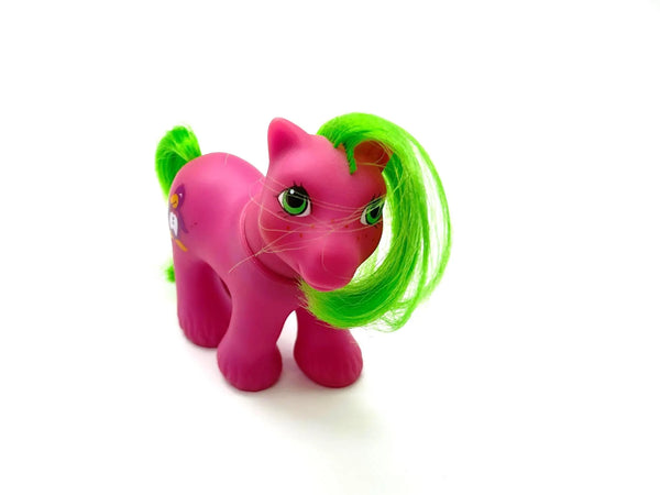 This is a vintage "Baby Waddles" My Little Pony , G1 figure , specifically part of the "Playtime Baby Brother Ponies" set released by Hasbro in 1988-1989