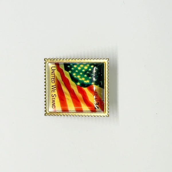  A perfect replica of the 34 cent stamp, reminiscent of a time before Forever stamps, this pin was created by the United States Post Office to showcase and honor our Flag. 