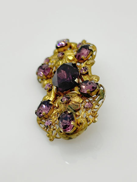 Dazzling 1930s Czech Purple Glass Brooch