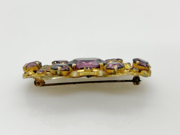 Dazzling 1930s Czech Purple Glass Brooch