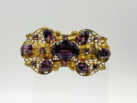 Dazzling 1930s Czech Purple Glass Brooch