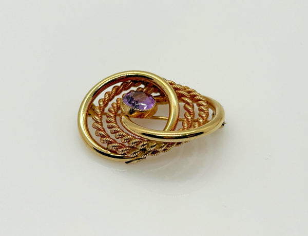 Vintage Van Dell Brooch With Purple Stone