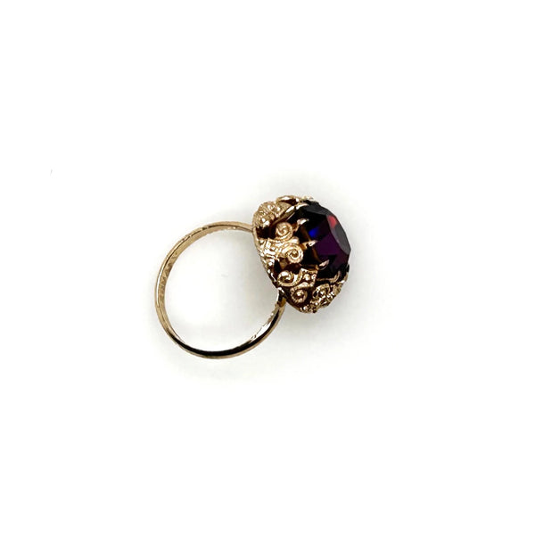Perfect for statement jewelry lovers: our Vivacious Purple Statement Cocktail Ring provides bold vintage elegance with an intricate setting and undeniable sparkle. Shop today!