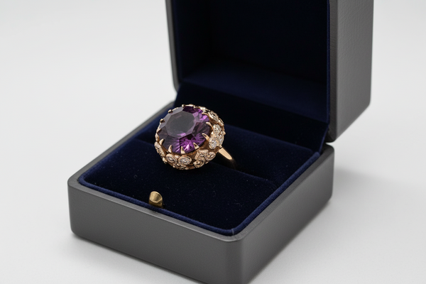 Perfect for statement jewelry lovers: our Vivacious Purple Statement Cocktail Ring provides bold vintage elegance with an intricate setting and undeniable sparkle. Shop today!