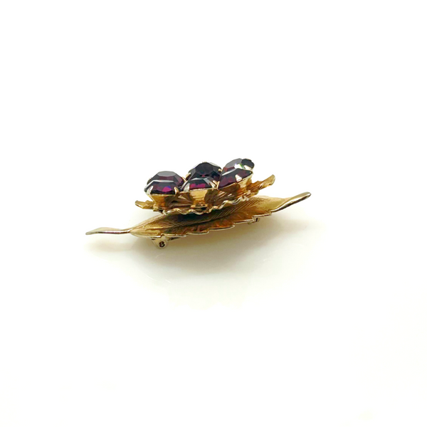 Vintage Spinning Brooch with Vibrant Purple Stones