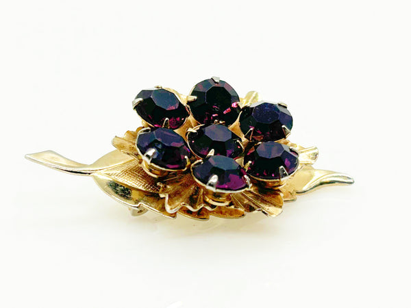 Vintage Spinning Brooch with Vibrant Purple Stones