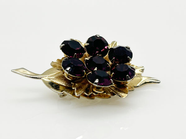 Vintage Spinning Brooch with Vibrant Purple Stones