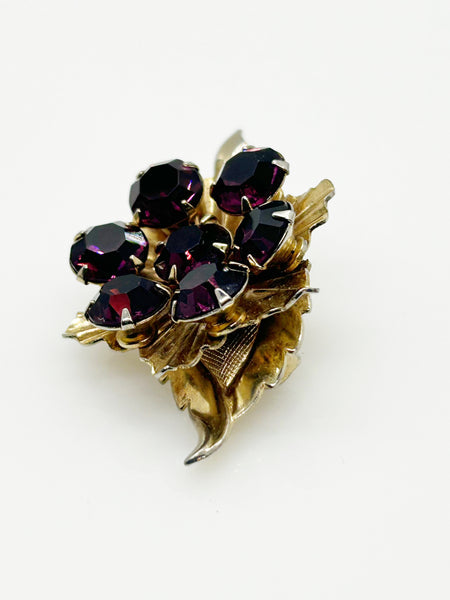 Vintage Spinning Brooch with Vibrant Purple Stones