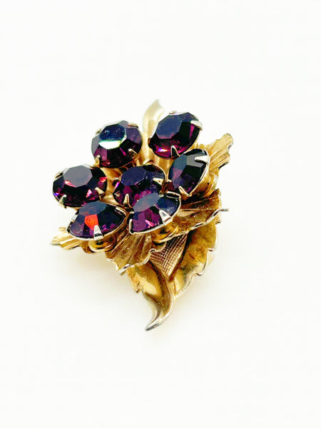 Vintage Spinning Brooch with Vibrant Purple Stones