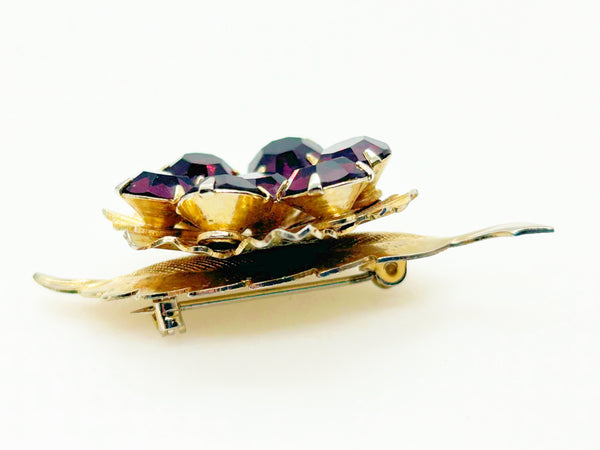 Vintage Spinning Brooch with Vibrant Purple Stones