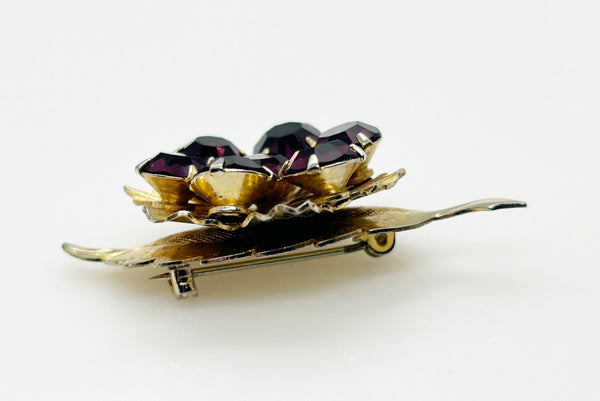 Vintage Spinning Brooch with Vibrant Purple Stones