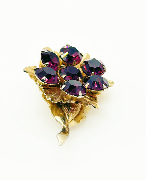 Vintage Spinning Brooch with Vibrant Purple Stones