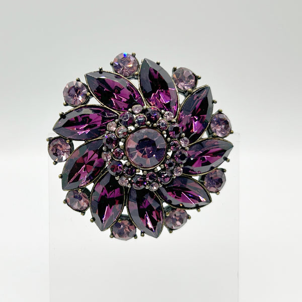 Vivid Purple and Pink Vintage Rhinestone Brooch