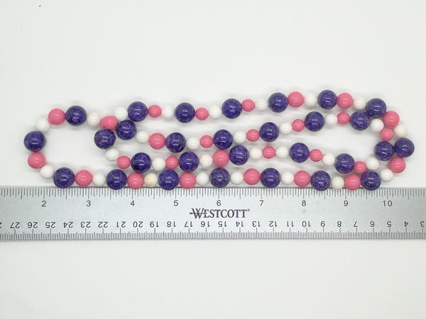 Vintage Pink, White and Deep Blue Beads Necklace