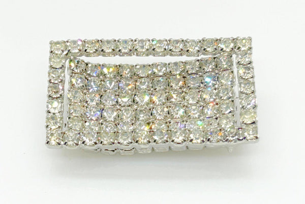 Bright and Curved Rectangular Rhinestone Pin