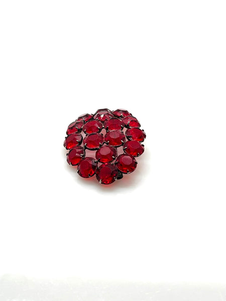 Vintage Ruby Red Glass Rhinestone Brooch – Prong-Set Estate Cluster Pin