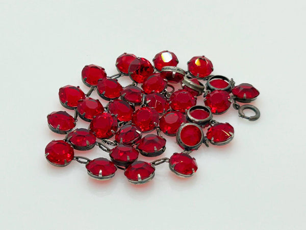 Vintage Art Deco Red Sparkling Stones Sterling Riviere