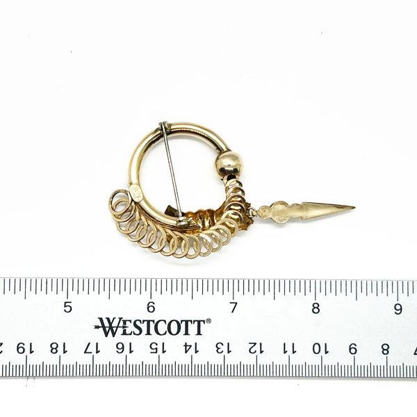 Rare Vintage 1930s Regel 1/20 12kt Brooch with Pink and Clear Dangle