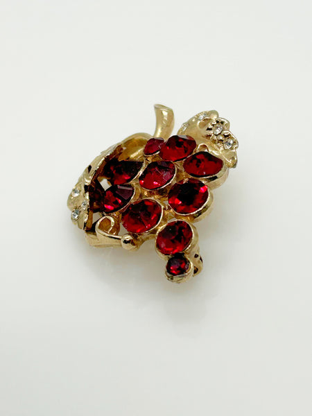 Ruby Red Bunch of Grapes Vintage Brooch