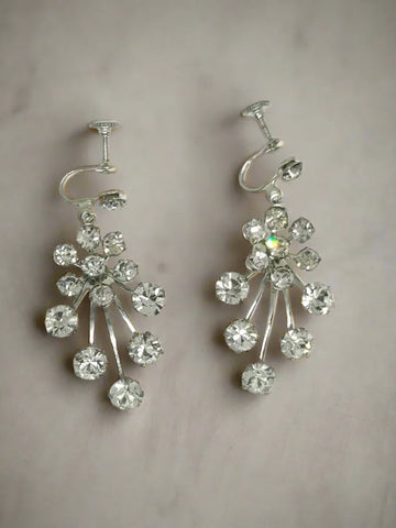 Vintage Fiery Bright Rhinestone Chandelier Drop Earrings