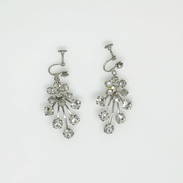 Vintage Fiery Bright Rhinestone Drop Earrings