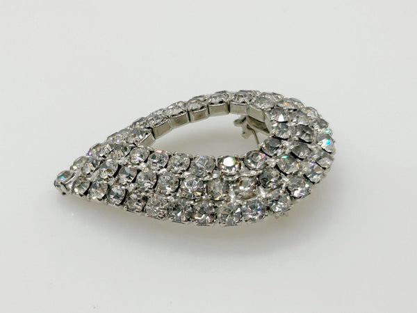 Vintage Rhinestone Teardrop Brooch